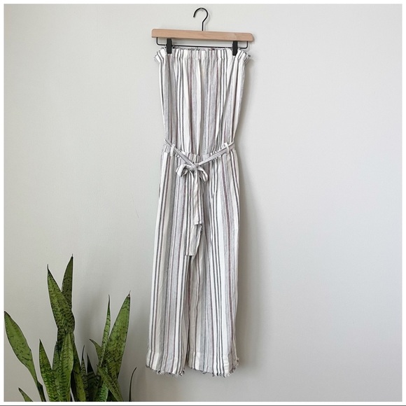 cloth & stone Pants - Cloth & Stone Anthropologie Striped Raw Edge Hem Jumpsuit Pantsuit Belter Romper